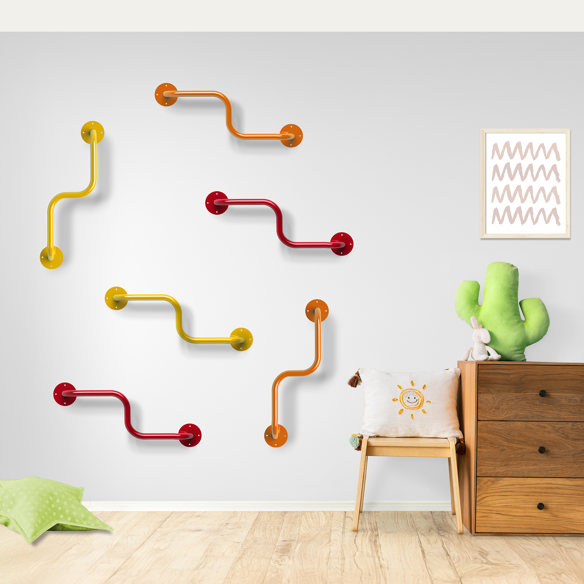 Wooden cabinet in minimal girl’s room