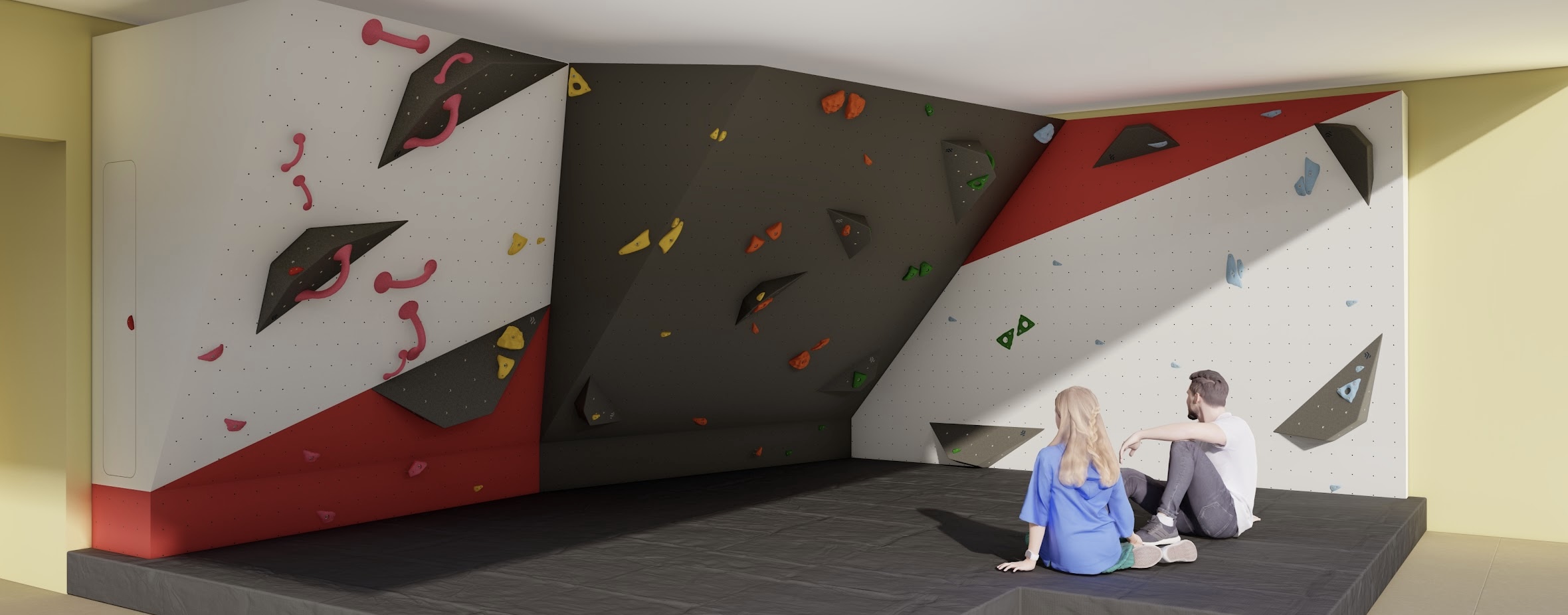 Academia ou Escalada em Casa? O Que Vale Mais a Pena - Parede de escalada residencial projetada para um casal